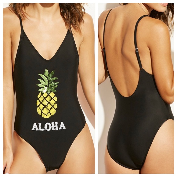 black sequin swimsuit